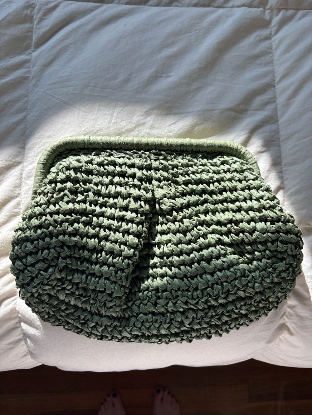Green Knit Clutch Bag - Women’s Fashion Handbag